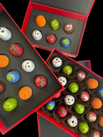 bombones de chocolate artesanales caja roja